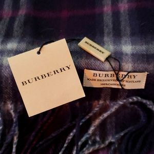 Burberry purple blue Prussian Check scarf.